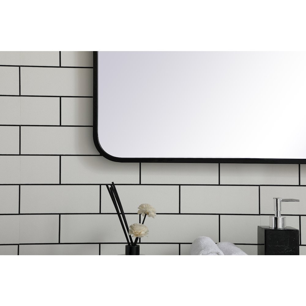 Soft corner metal rectangular mirror 30x60 inch in Black