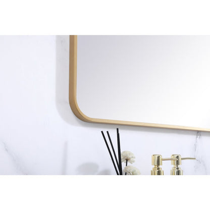 Soft corner metal rectangular mirror 30x60 inch in Brass