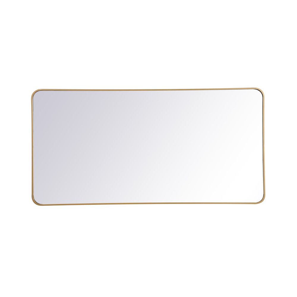 Soft corner metal rectangular mirror 30x60 inch in Brass