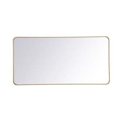 Soft corner metal rectangular mirror 30x60 inch in Brass