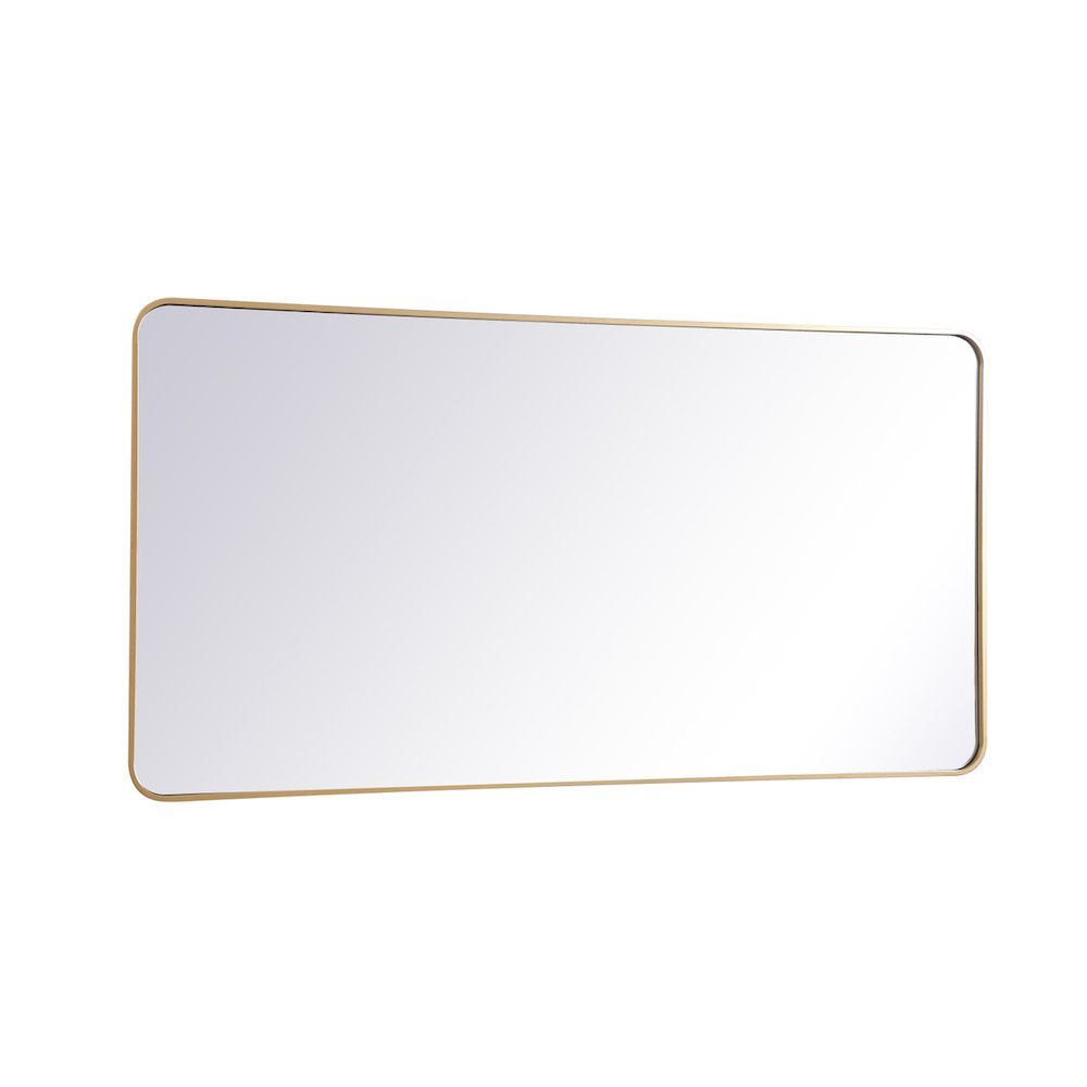 Soft corner metal rectangular mirror 30x60 inch in Brass