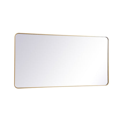 Soft corner metal rectangular mirror 30x60 inch in Brass