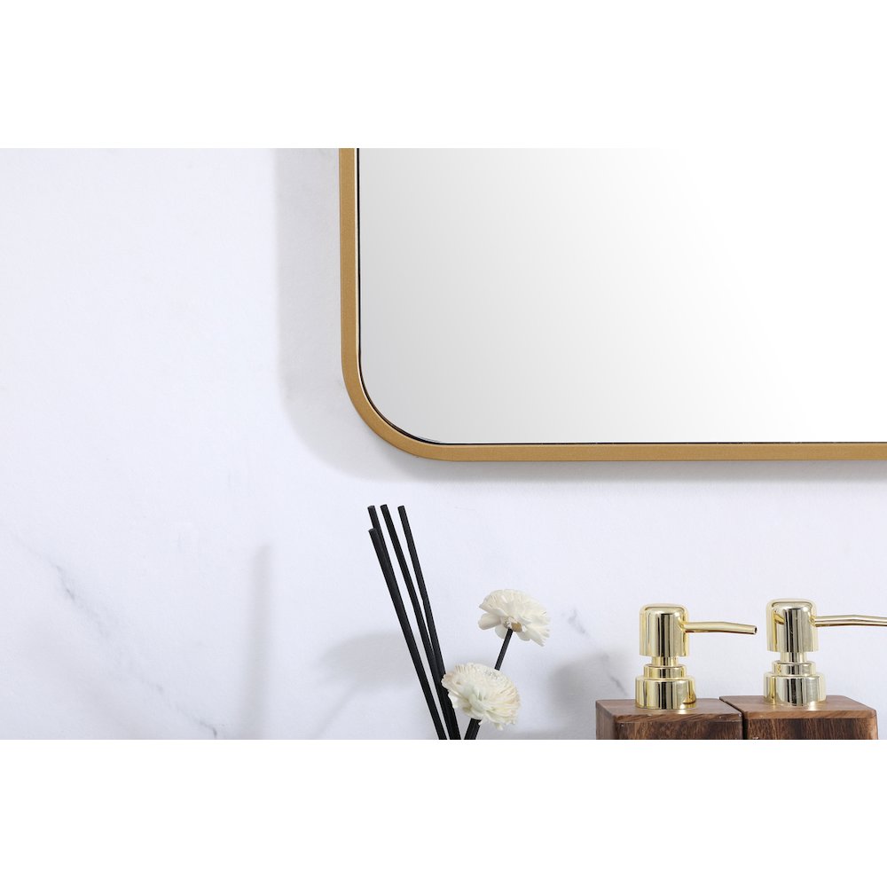 Soft corner metal rectangular mirror 30x60 inch in Brass
