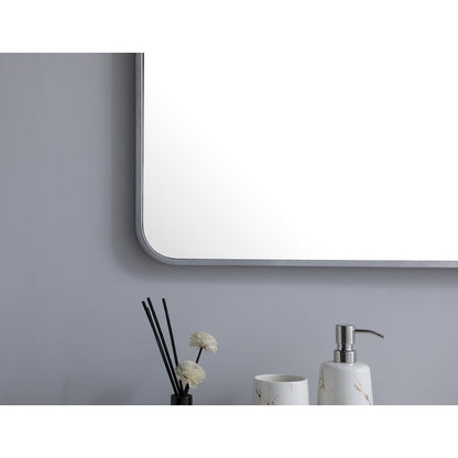 Soft corner metal rectangular mirror 30x60 inch in Silver