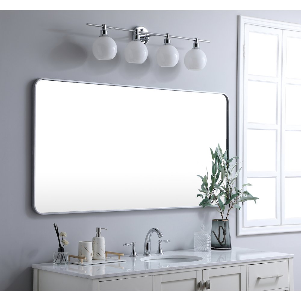 Soft corner metal rectangular mirror 30x60 inch in Silver