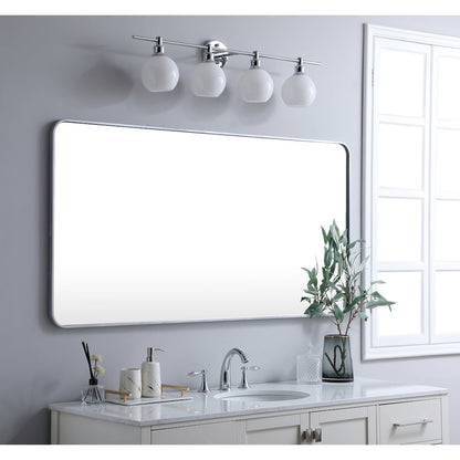 Soft corner metal rectangular mirror 30x60 inch in Silver