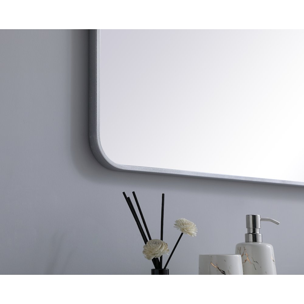 Soft corner metal rectangular mirror 30x60 inch in Silver