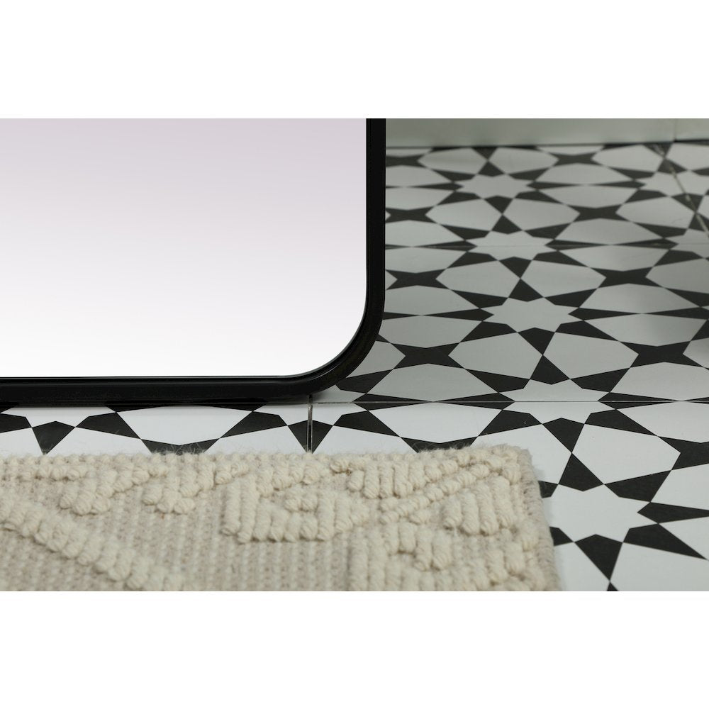 Soft Corner Metal Rectangle Mirror 32x72 Inch in Black