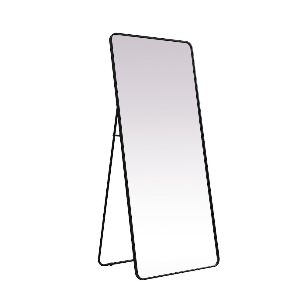 Soft Corner Metal Rectangle Mirror 32x72 Inch in Black