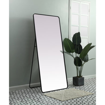 Soft Corner Metal Rectangle Mirror 32x72 Inch in Black