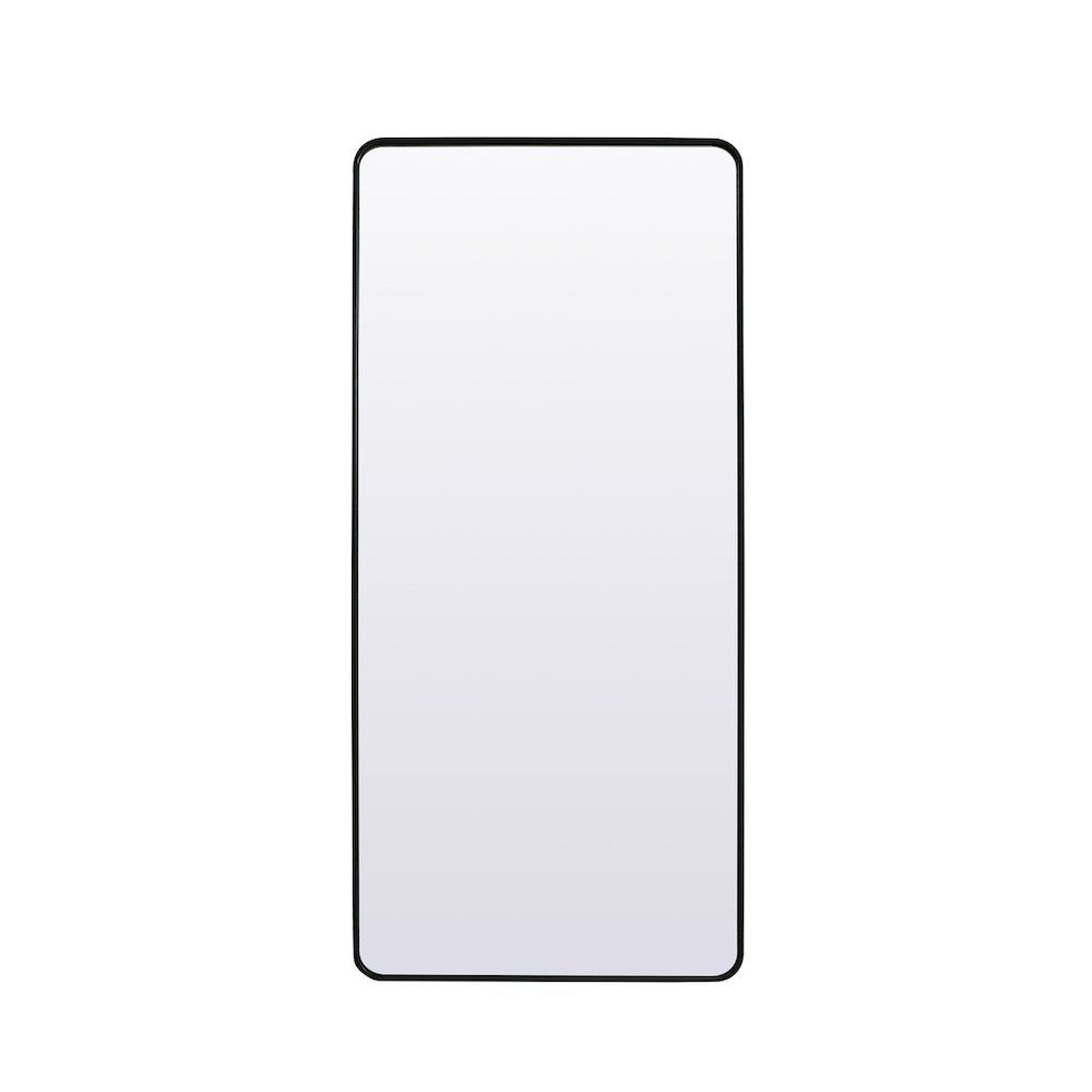 Soft Corner Metal Rectangle Mirror 32x72 Inch in Black