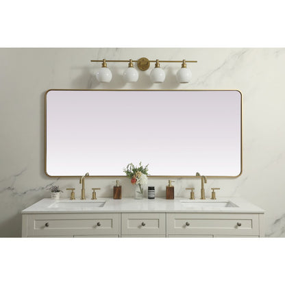 Soft Corner Metal Rectangle Mirror 32x72 Inch in Brass
