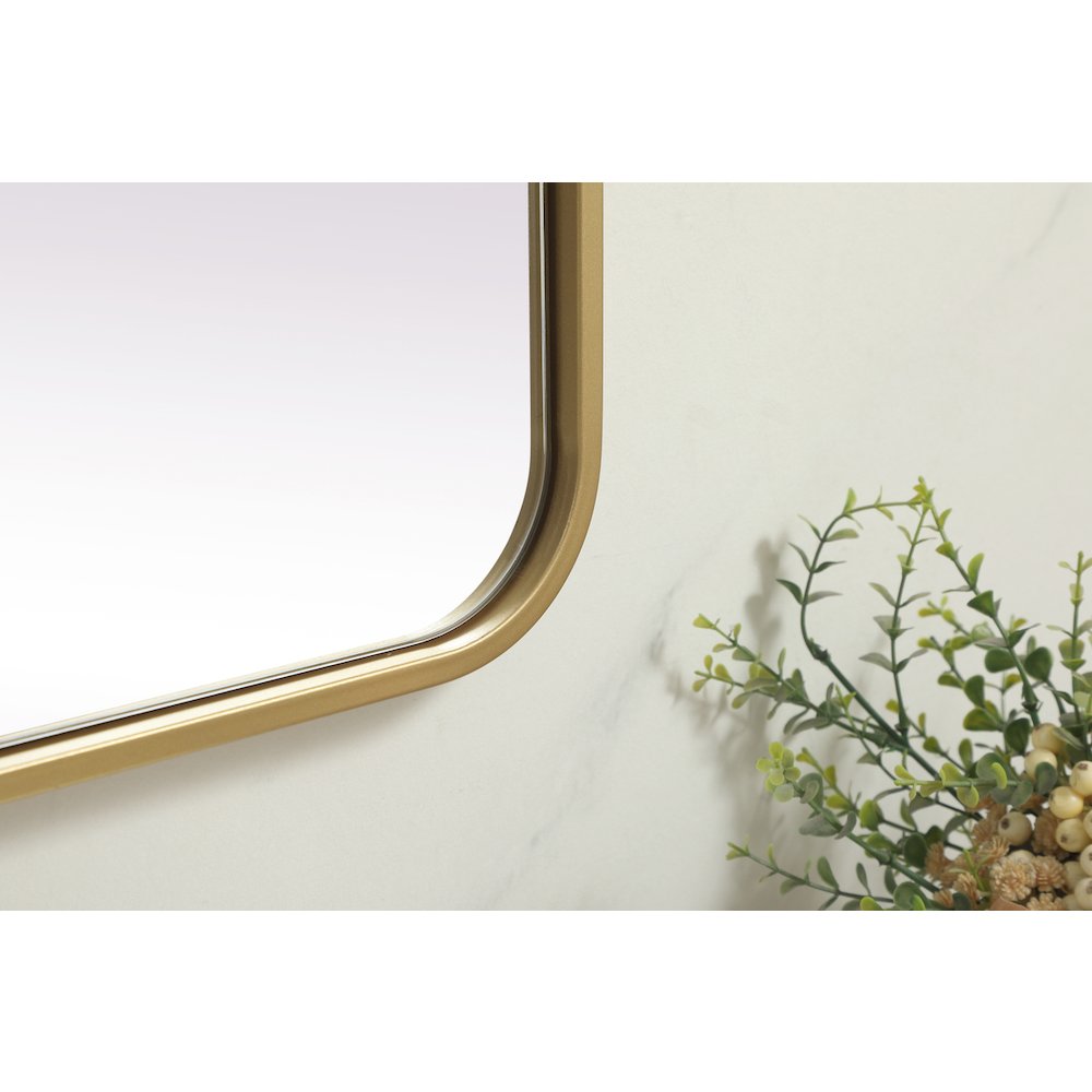Soft Corner Metal Rectangle Mirror 32x72 Inch in Brass