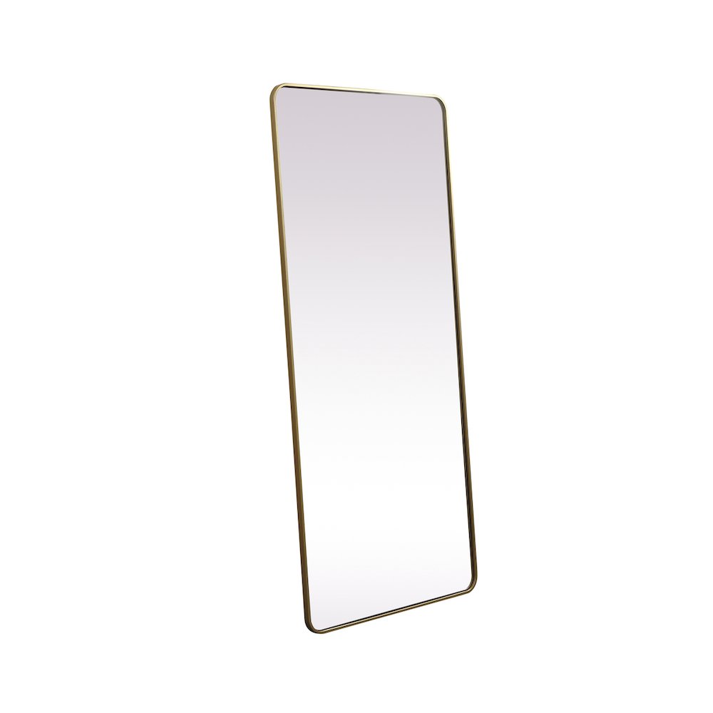 Soft Corner Metal Rectangle Mirror 32x72 Inch in Brass