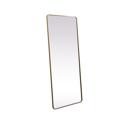 Soft Corner Metal Rectangle Mirror 32x72 Inch in Brass
