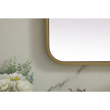 Soft Corner Metal Rectangle Mirror 32x72 Inch in Brass