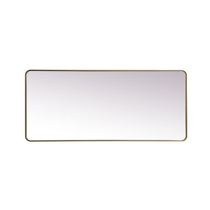 Soft Corner Metal Rectangle Mirror 32x72 Inch in Brass