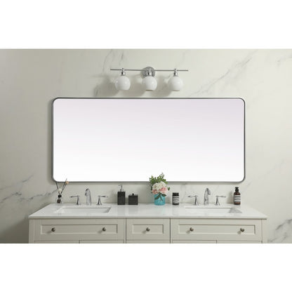 Soft Corner Metal Rectangle Mirror 32x72 Inch in Silver