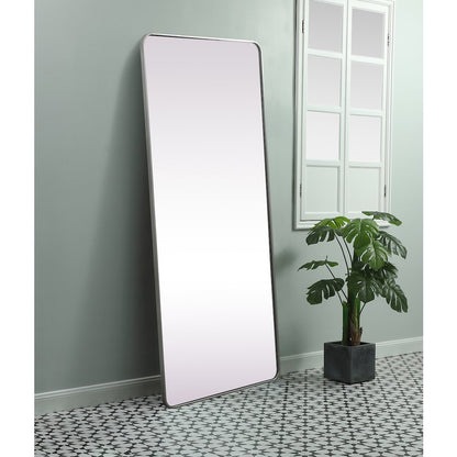 Soft Corner Metal Rectangle Mirror 32x72 Inch in Silver