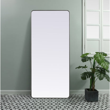 Soft Corner Metal Rectangle Mirror 32x72 Inch in Silver