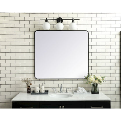 Soft corner metal rectangular mirror 36x40 inch in Black
