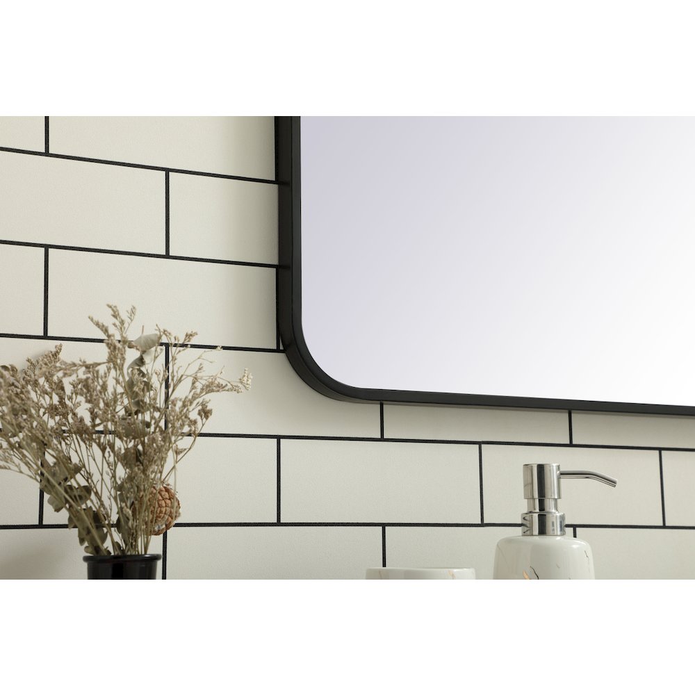 Soft corner metal rectangular mirror 36x40 inch in Black