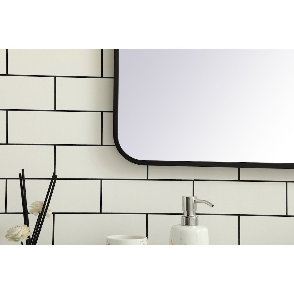 Soft corner metal rectangular mirror 36x40 inch in Black