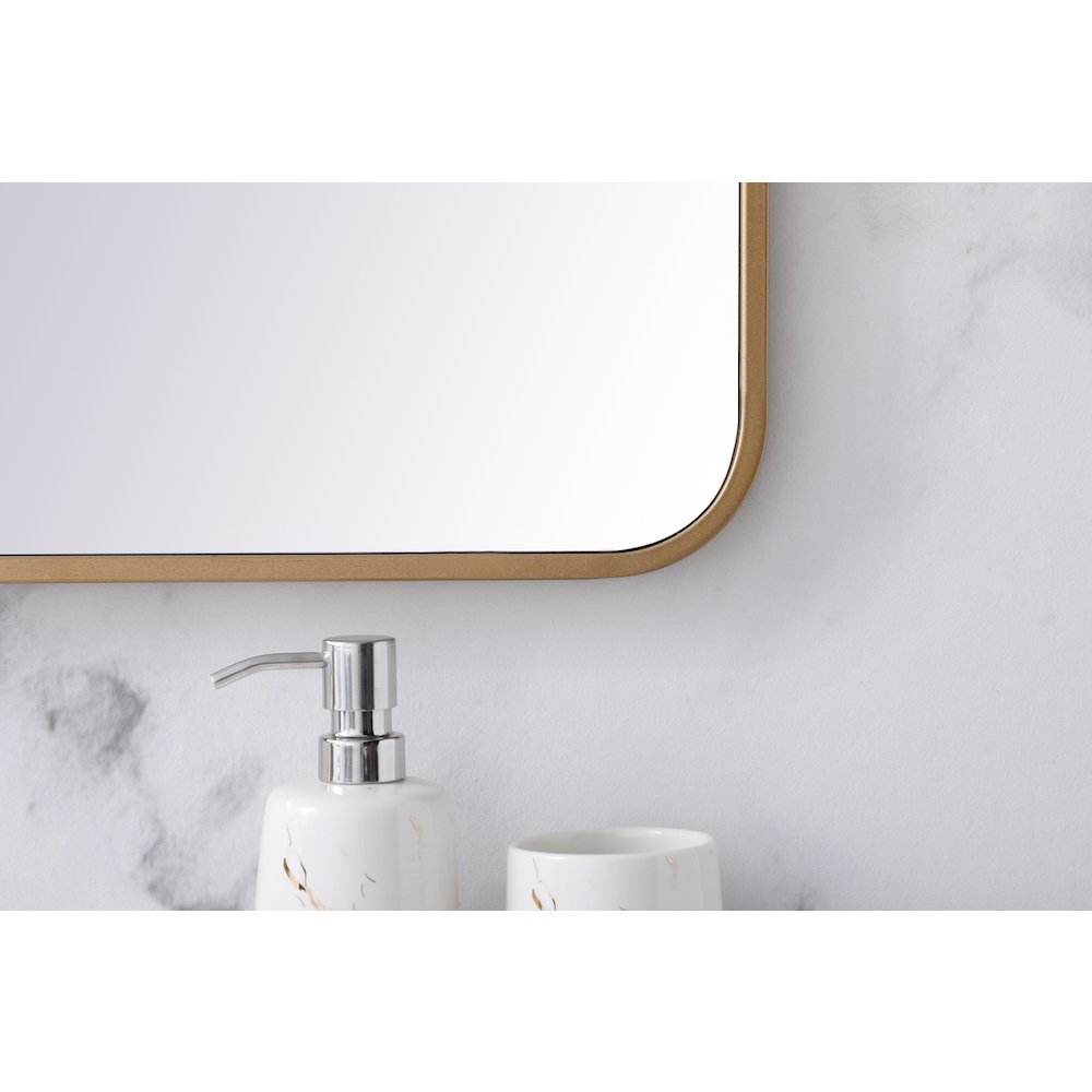 Soft corner metal rectangular mirror 36x40 inch in Brass