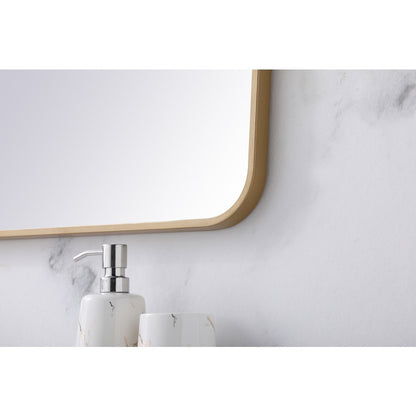 Soft corner metal rectangular mirror 36x40 inch in Brass