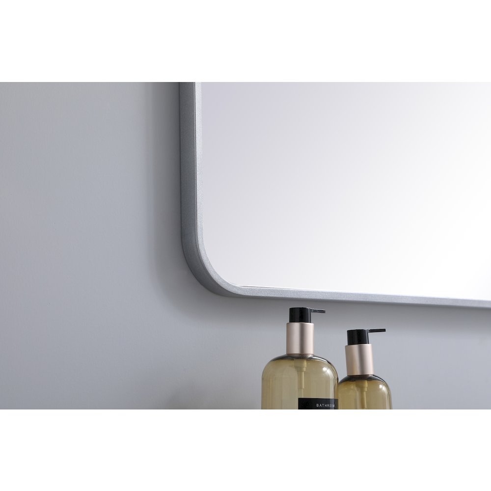 Soft corner metal rectangular mirror 36x40 inch in Silver