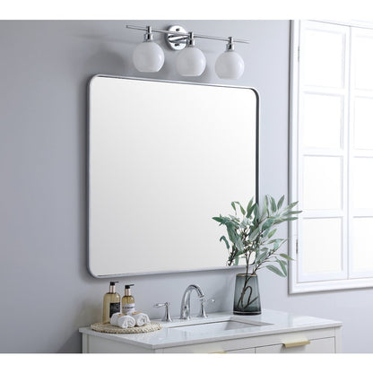 Soft corner metal rectangular mirror 36x40 inch in Silver