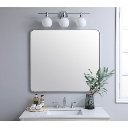 Soft corner metal rectangular mirror 36x40 inch in Silver