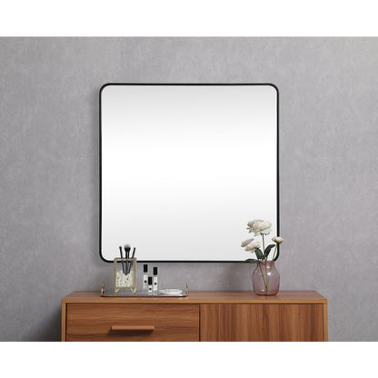Soft corner metal square mirror 42x42 inch in Black