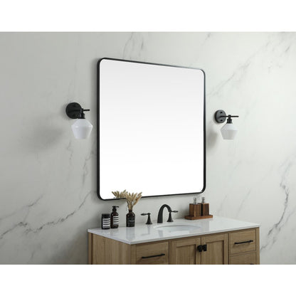 Soft corner metal square mirror 42x42 inch in Black