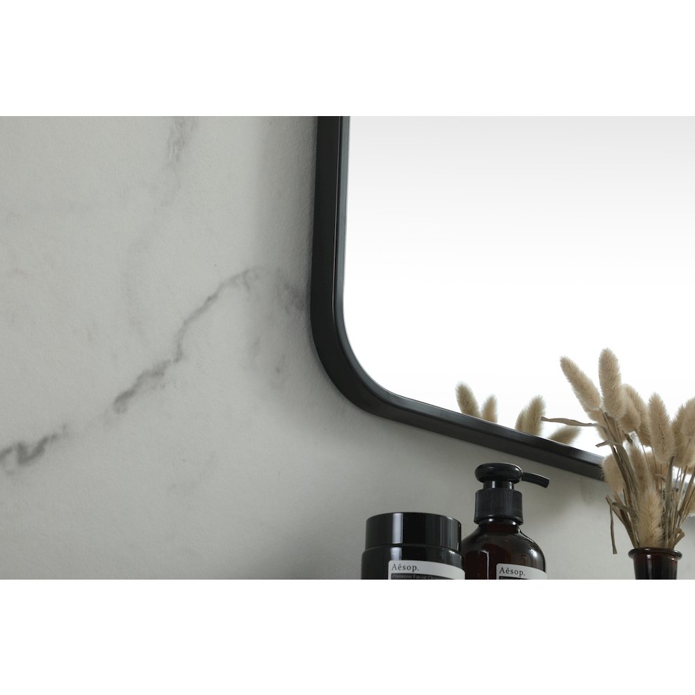 Soft corner metal square mirror 42x42 inch in Black