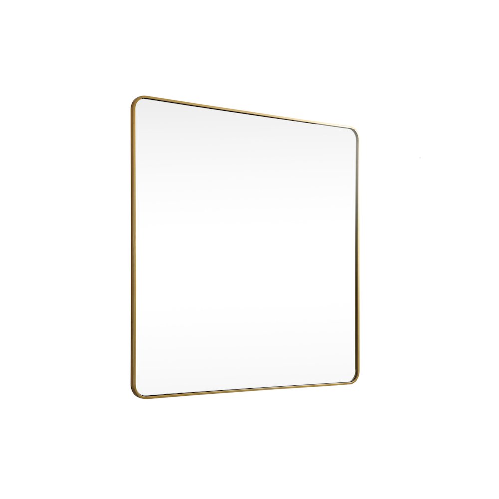Soft corner metal square mirror 42x42 inch in Brass