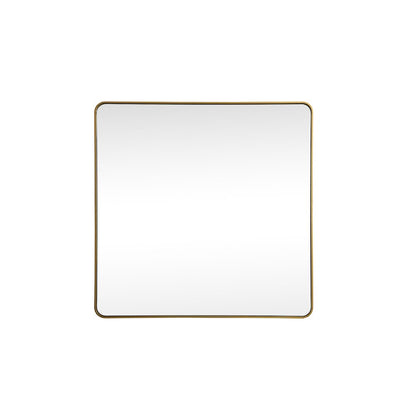 Soft corner metal square mirror 42x42 inch in Brass