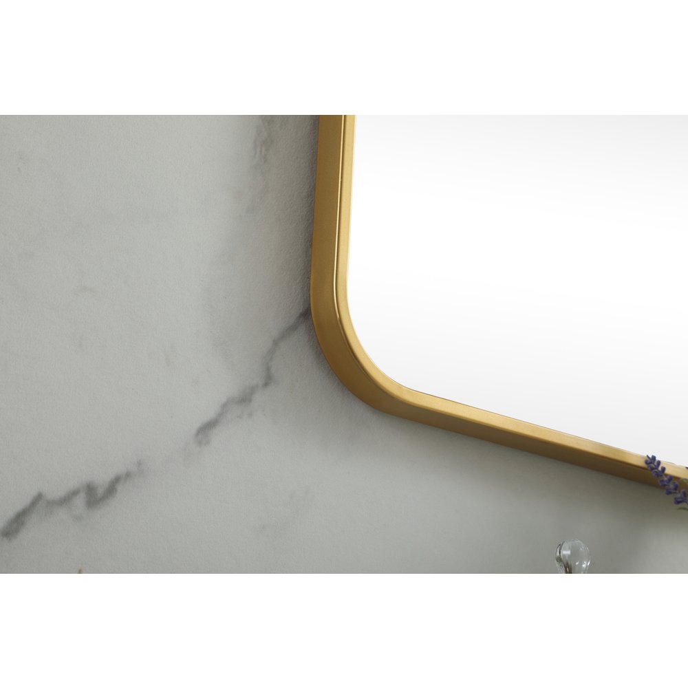 Soft corner metal square mirror 42x42 inch in Brass