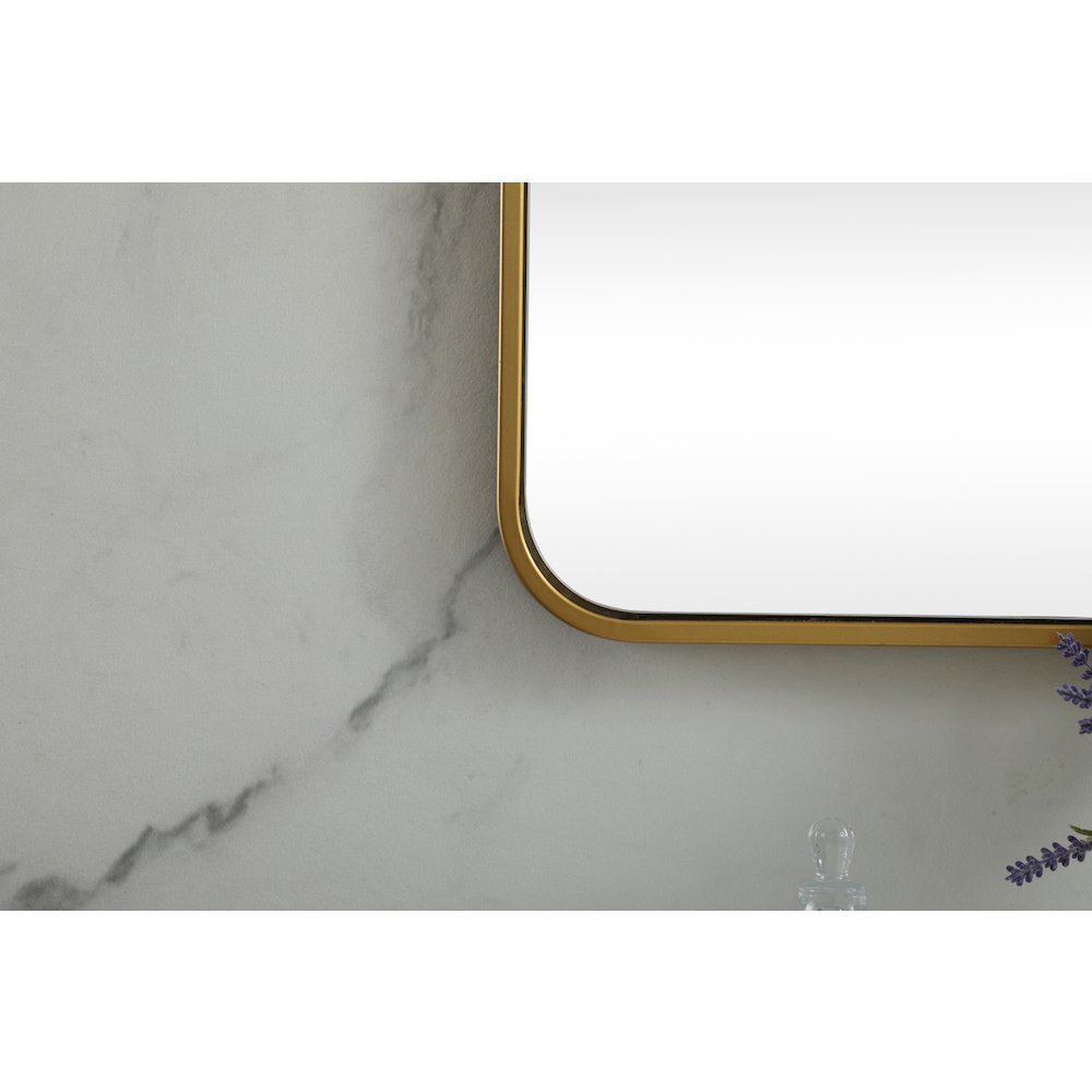 Soft corner metal square mirror 42x42 inch in Brass