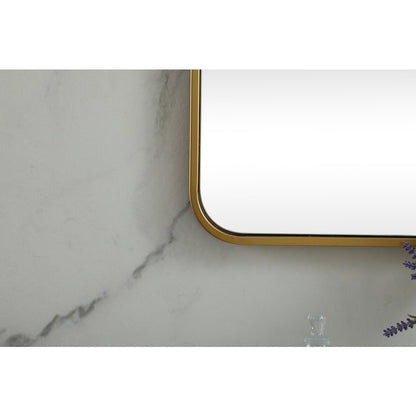 Soft corner metal square mirror 42x42 inch in Brass