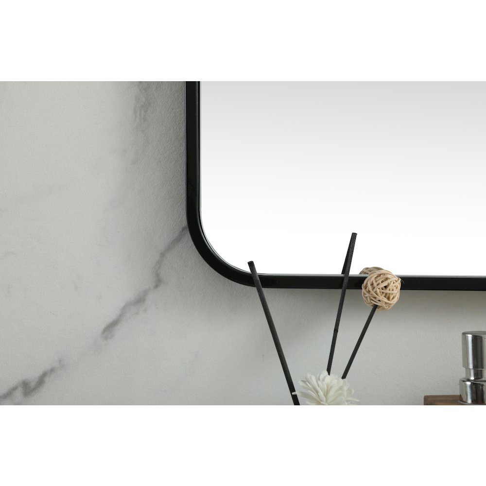 Soft corner metal square mirror 48x48 inch in Black
