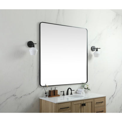 Soft corner metal square mirror 48x48 inch in Black