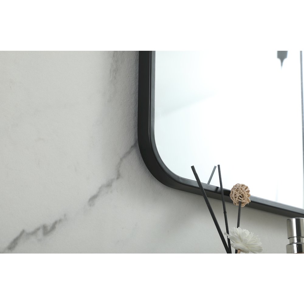 Soft corner metal square mirror 48x48 inch in Black
