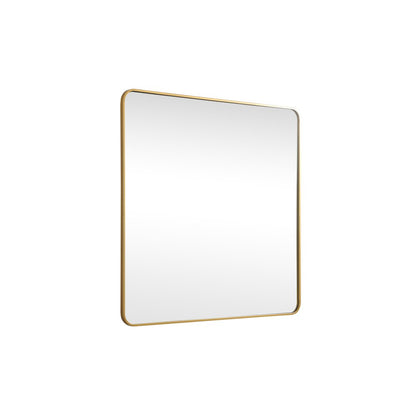 Soft corner metal square mirror 48x48 inch in Brass