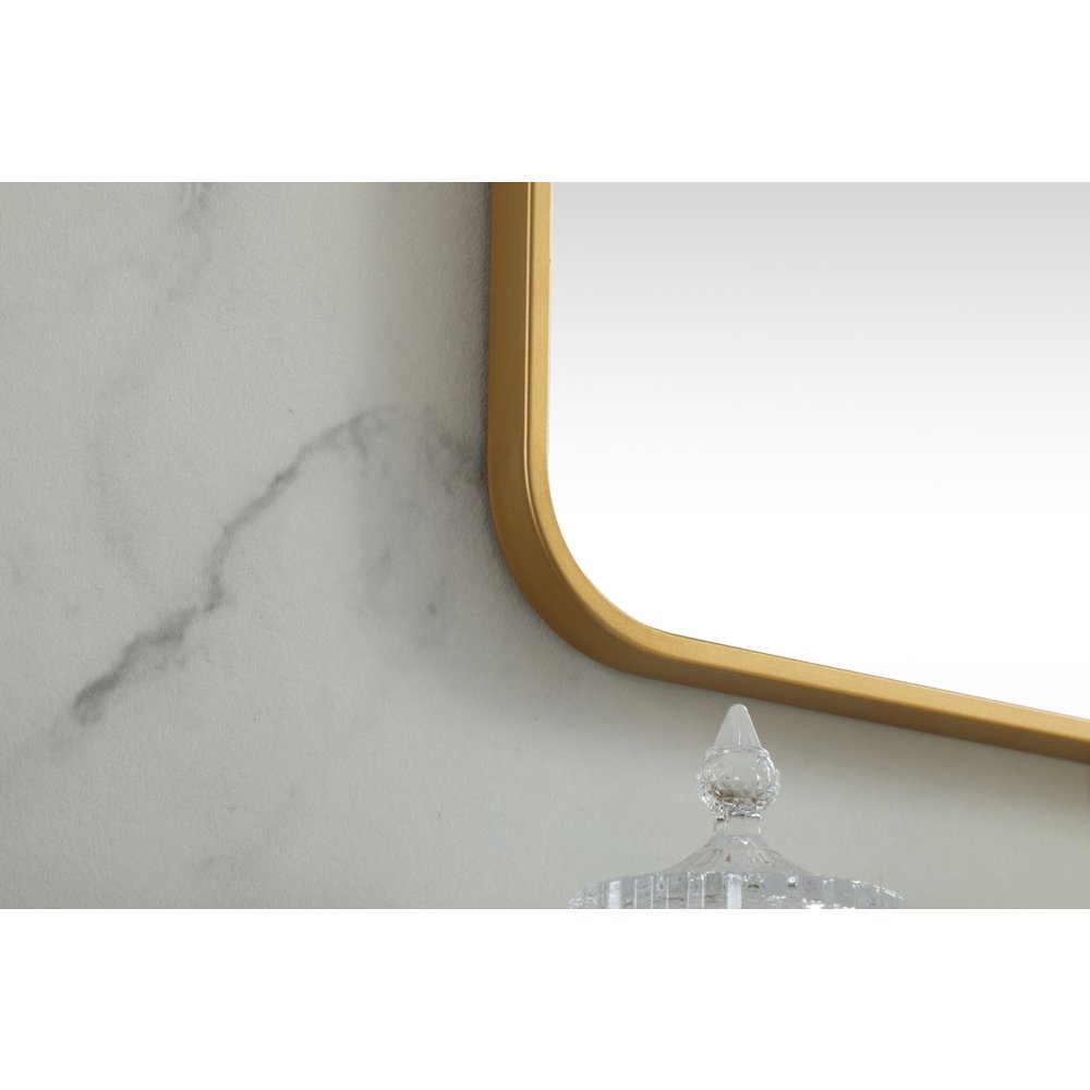 Soft corner metal square mirror 48x48 inch in Brass