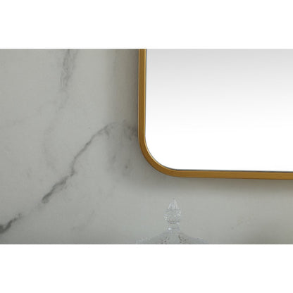 Soft corner metal square mirror 48x48 inch in Brass