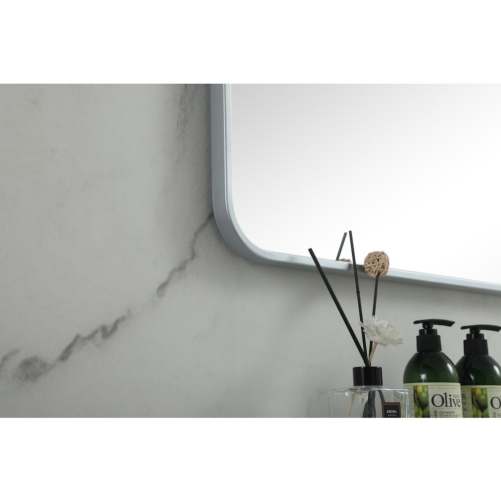 Soft corner metal square mirror 48x48 inch in Silver