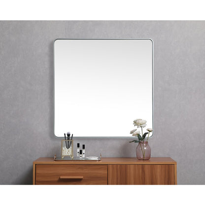 Soft corner metal square mirror 48x48 inch in Silver