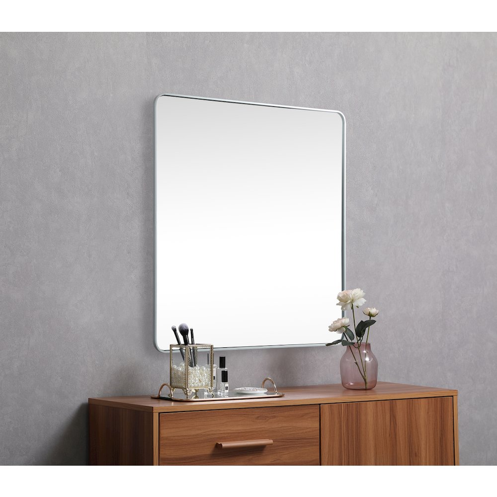 Soft corner metal square mirror 48x48 inch in Silver