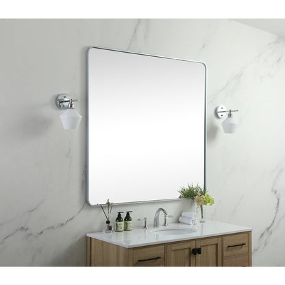 Soft corner metal square mirror 48x48 inch in Silver